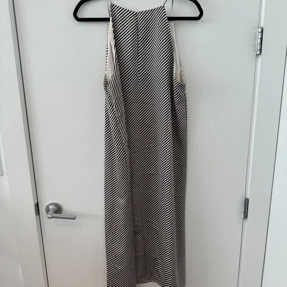 NWT H&M Navy and Off-White Striped Satin Dress - Size M - Picture 6 of 6